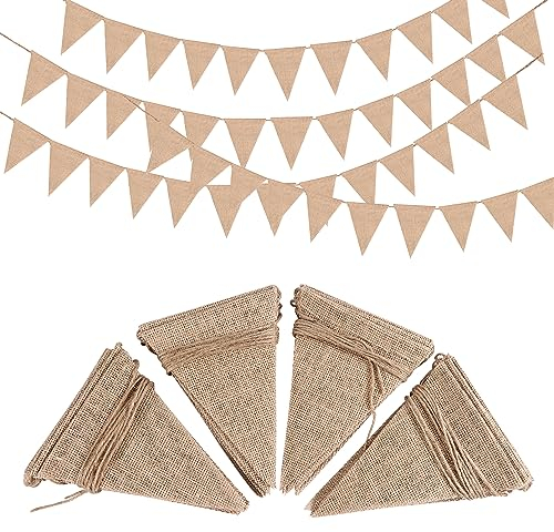 52 Piezas Guirnalda Banderas, 14 Metros Guirnalda Pancarta Vintage Decoración Elegante para Dormitorio de Fiesta de cumpleaños o decoración de Bodas