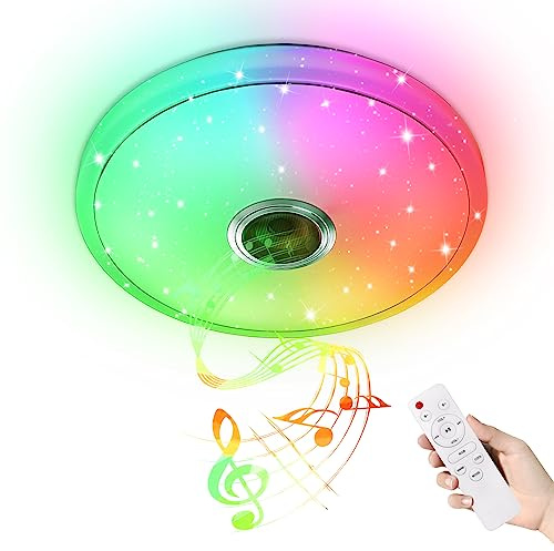 Froadp 48W LED Deckenleuchte Dimmbar Deckenlampe mit Fernbedienung, Bluetooth Lautsprecher & APP-Steuerung ∅ 40cm Rund Sternenhimmel Lampen für Schlafzimmer Wohnzimmer Küche Kinderzimmer