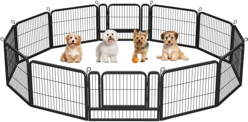 Yaheetech 12-teilig Welpenlaufstall 60cm hoch, Freigehege mit 2 Türen, Welpenzaun für Camping & Garten, Automatische Verriegelung, Tierlaufstall für Hunde, Kaninchen, Hühner