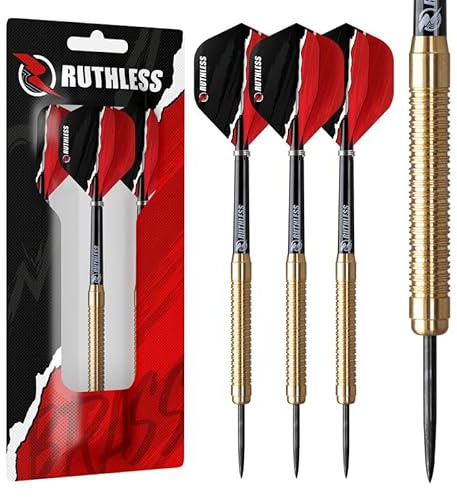 RUTHLESS Eagles | Ensemble de fléchettes en laiton avec pointe en acier et design à anneaux, ailettes et tiges incluses (D0455)