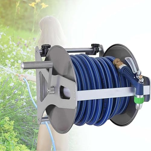 DPDZSW Schlauchtrommel Wandmontage, Gartenschlauchaufroller, Edelstahl, Autowasch- Und Gartenwasserset Für Zu Hause, Schlauchwagen, Zur Schlauchaufbewahrung,20M