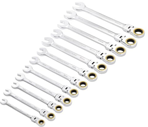 Draper Expert HI-TORQ® Metric Flexible Head Ratchet Combination Spanner Set (12 Piece)