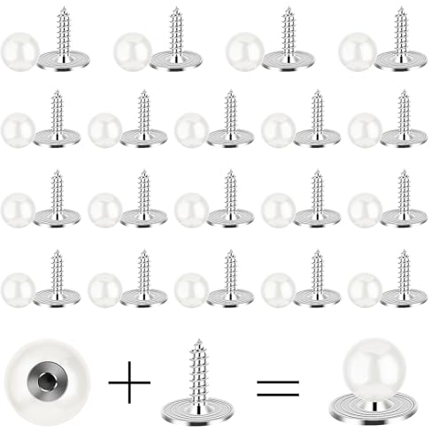 Tyqour 20 Stück Perlenknöpfe zum Annähen, Brosche Knöpfe Pearl Shirt Buttons Vertuschen Button Pin Kleine mit 1 Schraubendreher, Brosche Knöpfe, Verhindert Versehentliches Freilegen Von Knöpfen