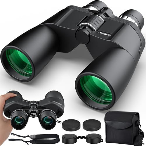Deesoo 12-36x50 Zoom Fernglas für Erwachsene - HD Fernglas für Vogelbeobachtung, Reisen, Jagd, Konzerte - Leistungsstarke Ferngläser mit Heller und sauberer Sicht