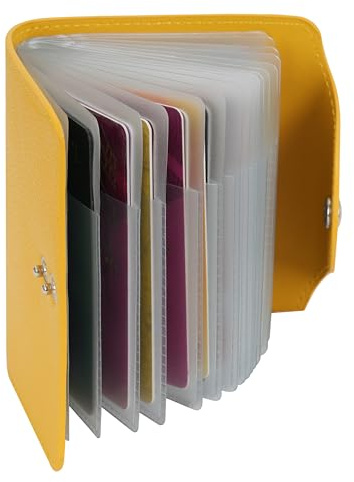 IHIGOGOFA Credit Card Holders Soft Genuine Leather Compact Wallet ID Bank Card Case Purse 40 Thickening Durable Plastic Insert Sleeves
