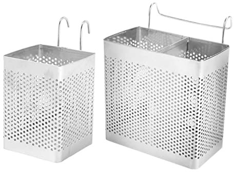 HOLIDYOYO Soporte Colgante Para Cubiertos Y Palillos De Acero Inoxidable Organizador De Utensilios De Cocina Para Mesa Escurridor Compacto Para Tenedores Cucharas Y Palillos