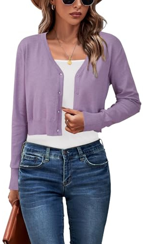 Newshows Cardigans for Women UK Short Bolero Cropped Shrug | Lightweight Short Cardigans Ladies V Neck Knitted Top