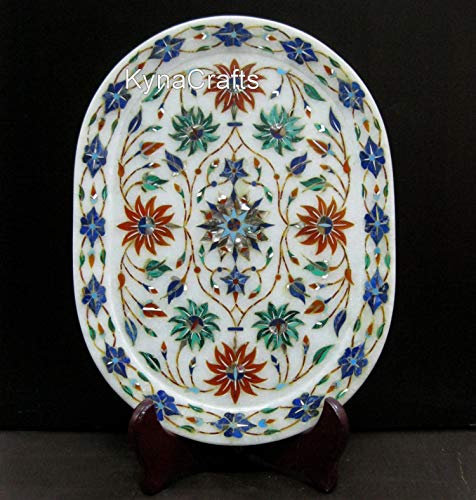 Plateau de service blanc I Plateau décoratif en marbre I Plateau d'idée cadeau I Plateau porte-bijoux en marbre I Plateau de toilette en marbre I Plateau de bouteille de savon en pierre 25,4 x 20,3 cm