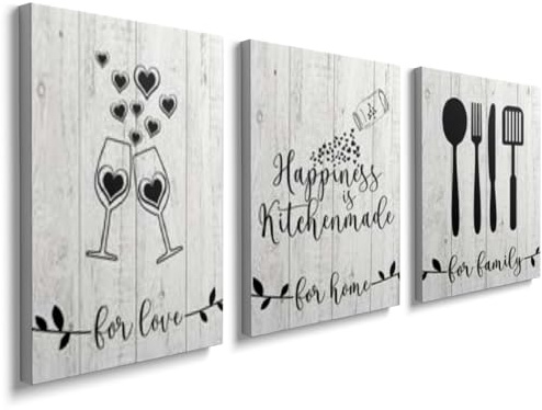 Wall Art Kitchen Accessories and Decor - Set of 3 Prints Canvas Poster Minimalist Painting 0107