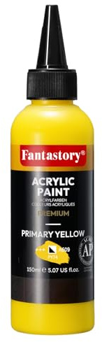 Fantastory Acrylfarben gelb 150 ml, exzellente Deckkraft,präzises Malen,hohe Lichtechtheit,wasserfeste Acrylfarbe;für Leinwand,Holz,Keramik,Modelle,Stoff;Künstler, Profis,Anfänger