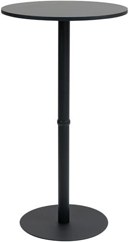 CLP Mesa de Bar Hereford Redonda I Mesa de Metal con Tablero Redondo de Madera I Mesa Bistro Estable, Color:Negro/Negro, Tamaño:60 cm