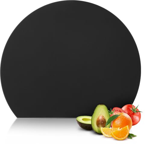 Onlyfire TPU Schneidebrett, Schneidematten Flexibles, Schneidebretter Küchenbrett, Schneidbrett 35,2x29cm, Frühstücksbrettchen, Cutting Board, Rund Schneidebrett Fleisch, Schwarz