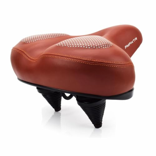 TentHome Ergonomischer Gepolsterter Fahrradsattel mit Stoßfestem Feder PU Leder Breiter Sattel Fahrrad Vintage gefedert Fahrradsitz Gel Schaum weich Cityradsattel bequem Tourensattel