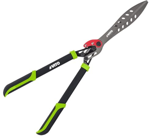 VITO – Tijeras de seto con palanca desmultiplicadora – Cuchillas de acero al carbono de alta precisión de 275 mm – Mango ergonómico antideslizante – Tamaño de setos y arbustos sin esfuerzo