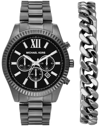 Michael Kors Montre Lexington pour Hommes, 44mm Mouvement chronographe à Quartz avec Bracelet en Acier Inoxydable