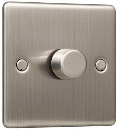 Nottac Dimmer Light Switch, Trailing Edge LED Light Single Dimmer Switch for LED/Halogen Lights, 1 Gang 2 Way, Brushed Steel