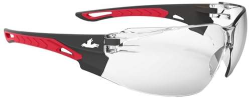 MCR Safety Schutzbrille, Sennen, Schwarz-Rot Arbeitsschutzbrille, Farblose UV-linse, Arbeitsschutz / 1 Stück