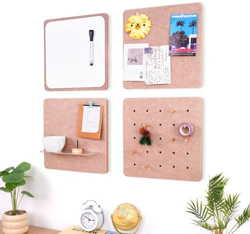 YPLUS Pin Board Large Cork Boards for Walls, 4Pcs 24x24 Bulletin Display Board - Notice Pinboard Set for Home, Bedrooms, and Office.