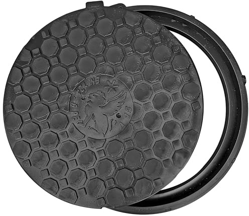 Couvercle de Regard Ronds DN500/620, Couvercle de Réservoir de Regard Ø500 mm A15, Avec Rond de Sécurité à 2 serrures, Chargeable jusqu'à 15kN (Noir) BabylonPlast