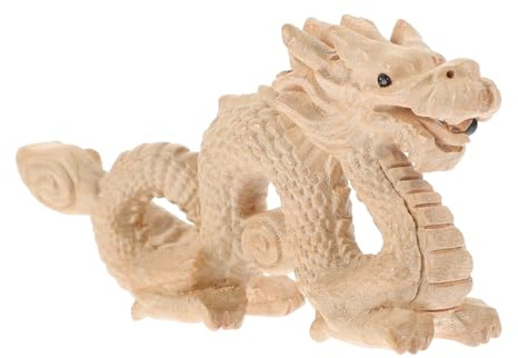 Yardenfun Gefälltes Holz Drachen Statue Drachendekor Für Schreibtisch Drachenornament Chinesisches Drachendekor Holz Drachen Statue Drachenskulpturstatue Декоrative Drachenfigur Drachenhandw