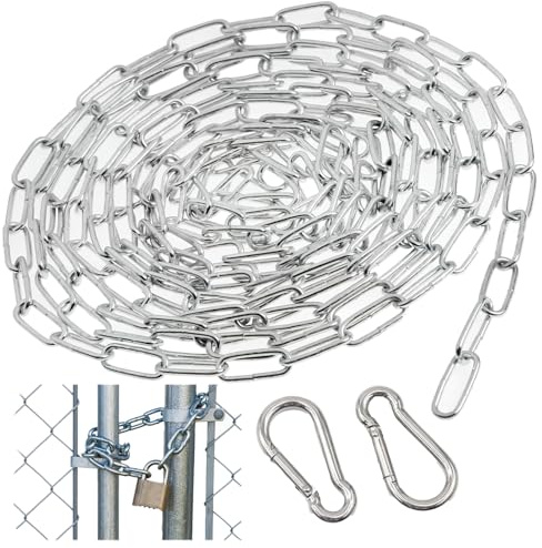 Zephyra 304 Edelstahlkette 4M Φ2mm – Gliederkette Meterware mit Karabiner, Rundstahlkette aus 304 Edelstahl zum Aufhängen, für Hundekette, Hängesessel, Ankerkette, Schwenkkette