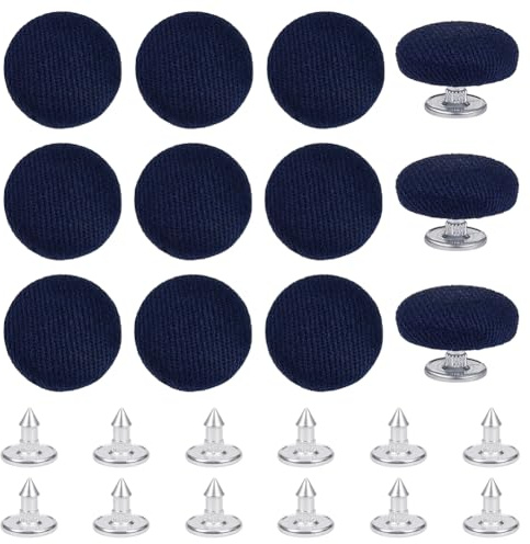 BENECREAT 12 x Baseballkappen Knöpfe. 16mm Obere Ersatz Hutknöpfe Dunkelblau Mit Stoff Überzogen Für Hutersatz Reparatur Jeans Bluse Nähen