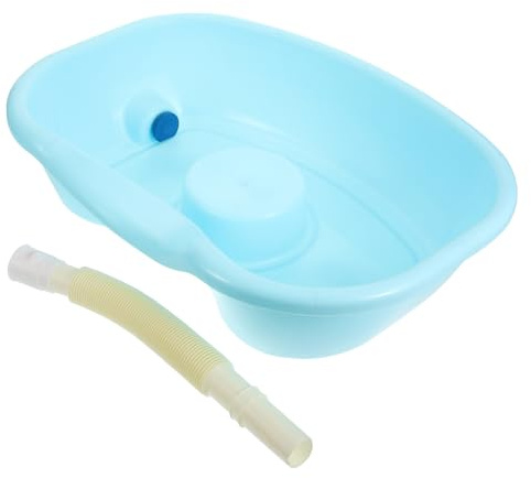 Bacinella Lavatesta Portatile Leggera in Abs con Tubo per Uso Domestico | Soluzione Pratica per Allettati, Aiuta Comfort del Paziente, Controllo Semplice del Flusso D'acqua