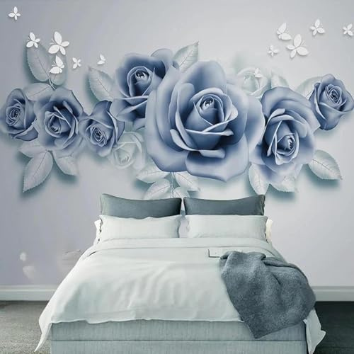 XLMING Bas Relief Peint À La Main Papillon Rose Violette 3D Papier Peint Luxe Décoration Manger Adulte Intérieure Salon Canapé Chambre Fond TV Mur-430cm×300cm