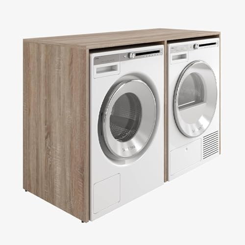 PLATAN ROOM Waschmaschinenschrank 130 cm breit Überbauschrank Waschmaschine oder Wäschetrockner Schrank für Bad (65 cm tief, Sonoma Eiche)