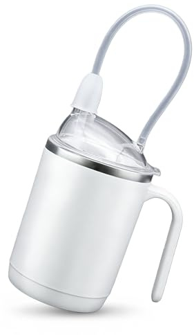 PRITOK Spill Proof Cups for Elderly: Food Grade PP Material Non Spill Beakers for Elderly, 304 Stainless Steel Inner Adult Sippy Cups for Elderly, Drinking Cup for Disabled Adults Patients (450ml)