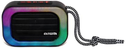 Aiwa BST-130TN | Altavoz Bluetooth portátil 5 W | Iluminación RGB y Radio FM | Bluetooth 5.3, TWS y Manos Libres | Reproducción USB, microSD y AUX-IN | Color Negro/RGB