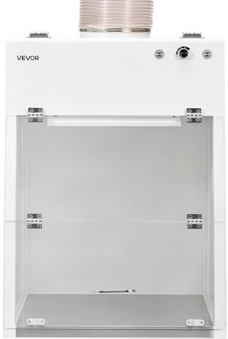 VEVOR Ducted Fume Hood, 22.83 x 25.98 x 24.80 inch Working Area, Lab Fume Hood with LED Light and G1 Pre-Filter, Adjustable Speed, Steel Exhaust Equipment for Laboratory Fume Control, White