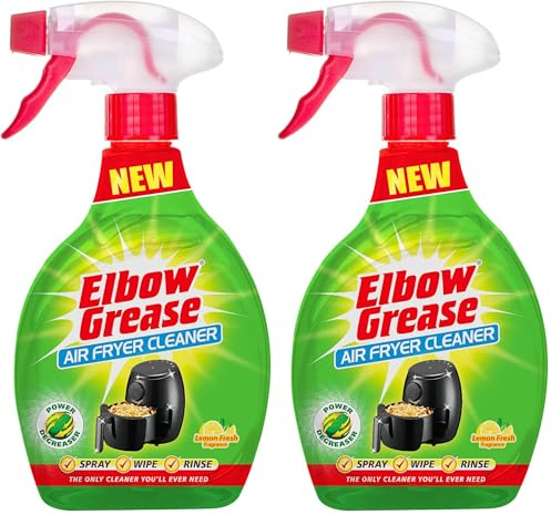 Elbow Grease Air Fryer Cleaner Spray | Spray, Foam, Wipe, Rinse - Cuts Through Dirt, Grease & Grime (Lemon Fresh, 500ml) (Pack of 2)