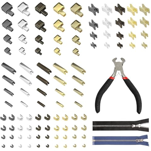 101 stück reißverschluss reparatur set, metall reißverschluss stopper mit 1 installieren sie zangen reparatur zzipper für kleidung jacken jeans