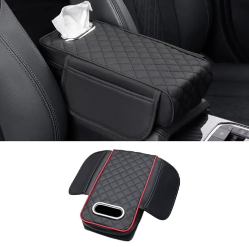 SHILONGBAIHUO Copertura Bracciolo Protezione Console Centrale Auto per VW T-ROC 2017-2025, Cuscino per Bracciolo Dell'auto, con 2 Tasche Laterali,A