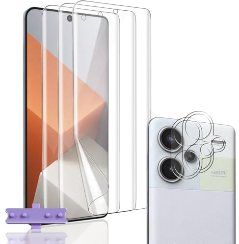 Rnnmeeko Protector de Pantalla para Xiaomi Redmi Note 13 Pro Plus 5G,[3 Pack] TPU Película Protectora y [2 Pack] Protector de Lente de Cámara, HD Anti-Arañazo Sin Burbujas Protector Pantalla Film