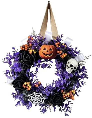 286 G Halloween Dörrkransar 13,8 Skräckskalle Pumpa Krans | 286g Spökhuskrans Prydnad För Inomhus Utomhus Vardagsrum Fönster Vägg Öppen Spis Entré