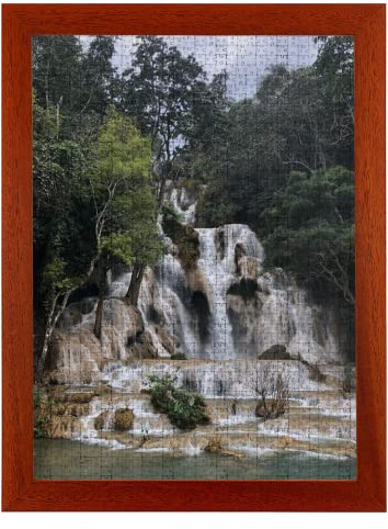 Wallazz Cornice Porta Puzzle 3000 Pezzi 80,4x121,4 cm Ciliegio - Cornice per Quadri e Puzzle, Frontale Trasparente in Crilex, Made in Italy - Design Elegante da Parete
