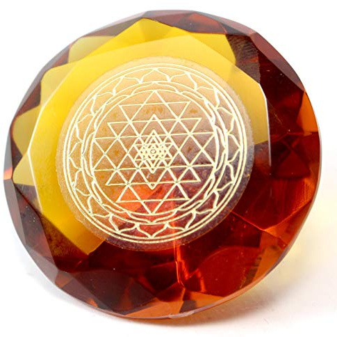 Tachyonen Glas Diamant Sri Yantra orange 45 Energie Heilige Geometrie Erzengel Metatron 2. Chakra I Urenergie I Chakrenarbeit I Energiearbeit I Heilsitzungen I