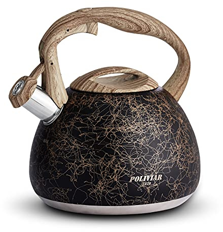 Poliviar Wasserkessel Induktion Edelstahl, Schwarzes Gold, 2.7L