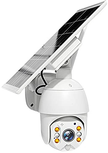 ZJ 4G SIM Card 8W Solar IP Camera Two-Way Audio 1080P PTZ Rotate The Camera Wireless Metal Security Camera CCTV Camera PIR Alarm Camera(Color:4G 64G RAM)
