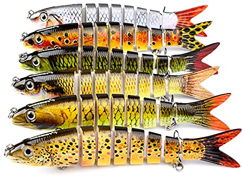 Joyeee Señuelos y moscas de Pesca, señuelo de Pesca mar, Crankbait Sea Fishing Pike Fishing Lure Kit, Mackerel Salmon Cod Sea Bass Sea Trout Black Silver, Pescar Señuelos para Bajo Cebo