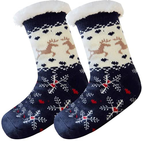 Julstrumpor, unisex, varma strumpor, jul, gosiga strumpor, dam, hattstrumpor, julstrumpor med teddyfoder och halkfria noppor, vinterstrumpor för kvinnor och män