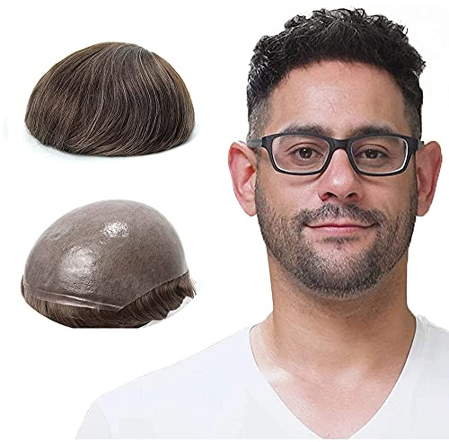Lordhair Perücke Männer,Realität Toupet,0,06 mm Alle V-Looped Dünnes,Haarfreestyle,Natürlich eng anliegend, Elegant und Schön