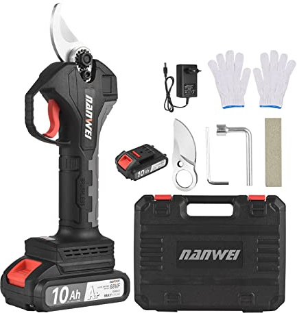 Secateur electrique sans fil 30 mm, 21V 2 Batterie (2000mAh)-Charge Rapide, Design Antidérapant, Sécateurs et Ciseaux Électrique de Jardinage Antirouille Sk5 Avec Verrouillage de Sécurité