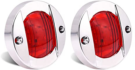 YnGia Feu de gabarit latéral rond, feu latéral LED pour remorque 12 V 24 V étanche 6 LED clignotants latéraux avant arrière lumière rouge feu de gabarit pour camion remorque RV