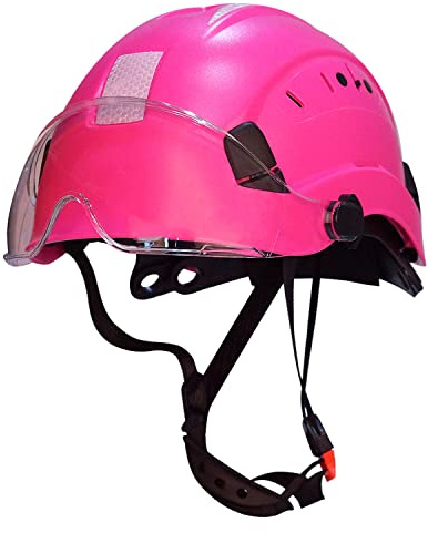 Rosa harte Baustelle Schutzhelm Hüte für Frauen leichte 6-Punkt-Aufhängung ABS Hardhats Brille mit reflektierenden Aufklebern für Industriearbeiten (Rosa 01)