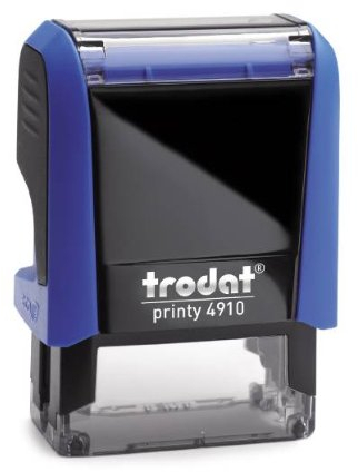 Trodat Printy 4910 – blau - mit Wunschtext personalisierbarer Namensstempel - gleich online gestalten, Firmenstempel, Textstempel, Arztstempel – max. 3 Zeilen - 26x9mm