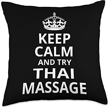 Retro Thai Massage / 'Keep Calm and Try Thai Massage' Throw Pillow