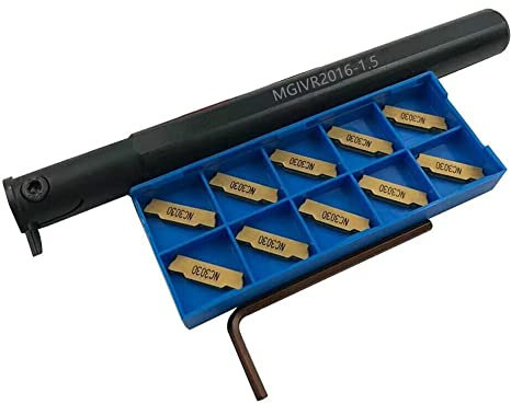 MGIVR 2016-1.5 Support pour outils de coupe de tour à rainurer interne + 10 inserts en carbure MGMN150 pour finition semi-acier